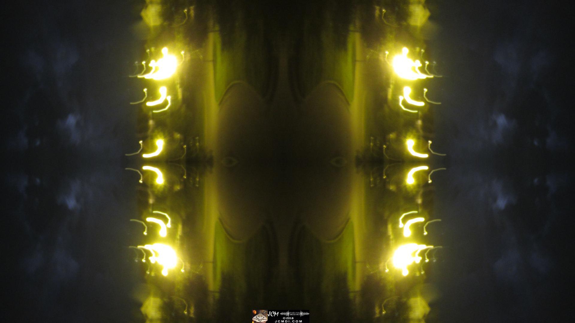 Nice abstract quadroscopic image made from a Lightning flash and street lights in Tennessee